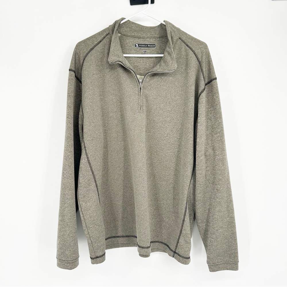 Pebble Beach Performance Gray Brown Quarter-zip Pullover‎ Size XL